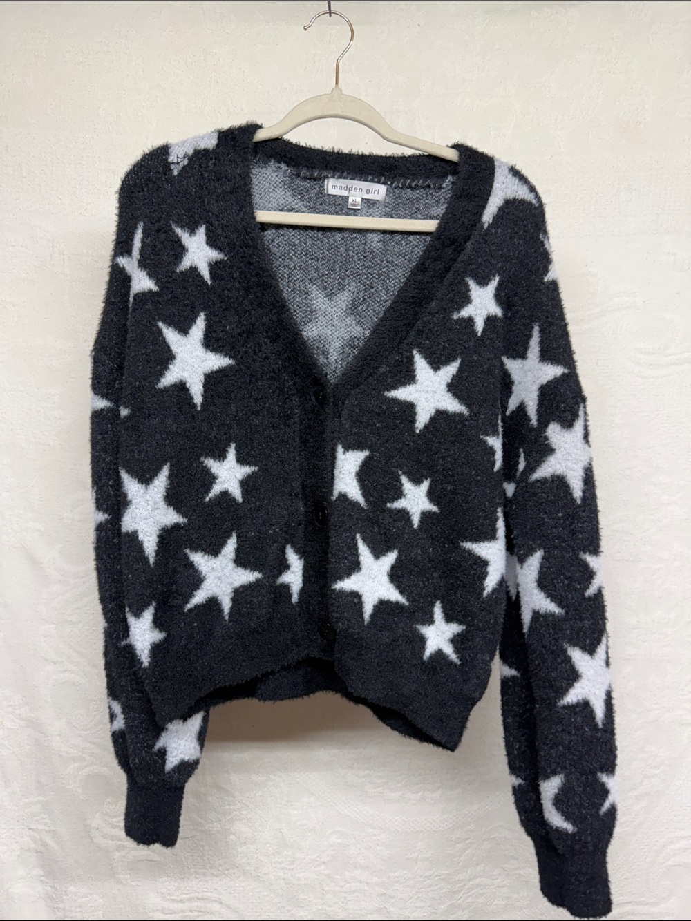 Madden Girl Black and White Star Cardigan Sweater